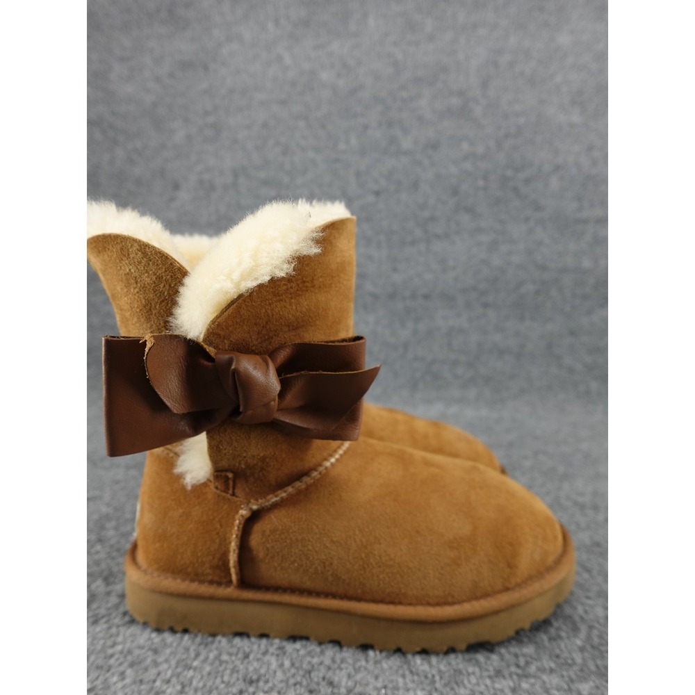 UGG Gita Boots Womens 7 Chestnut Suede Leather Bow Shearling 1019983
